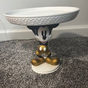 Disney Parks Mickey Mouse Gold Cake Stand Golden Ceramic Plate Serving Platter